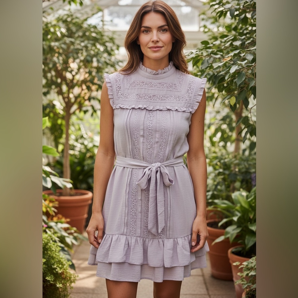 Dance & Marvel Lavender Lace Midi Dress